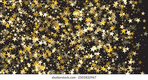 Christmas Background. Golden Holiday Abstract Glitter Defocused Background With Blinking Stars.  Defocused bokeh lights.