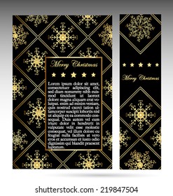 christmas background with golden  snow flakes 