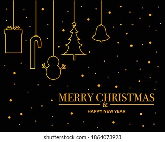 Christmas background with golden christmas stuff vector