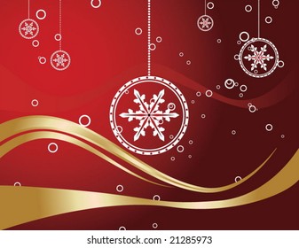 christmas background with golden wave and snowflakes