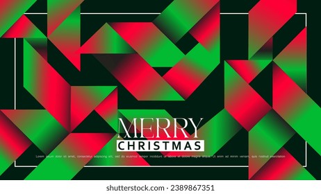 Christmas background gradient abstract origami style. greeting card design. decorative wallpaper. vector illustration 