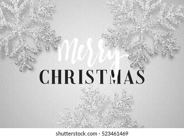 Christmas background gray color with beautiful snowflakes. Template christmas greeting card. Xmas Holiday and Happy New Year