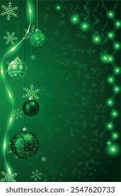 Christmas background with Green balls, Green ornament Christmas background with balls, Happy New Year Green Background, Green Christmas ball and background, Vector illustration EPS10.