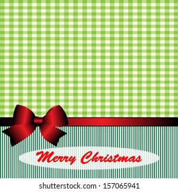 Christmas background and with green gingham and red bow .Vector eps10,illustration.Raster also available. 
