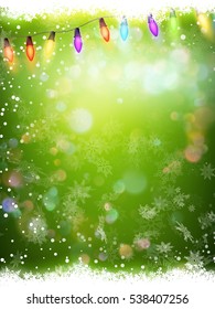Christmas background with green template with bokeh. EPS 10 vector file included
