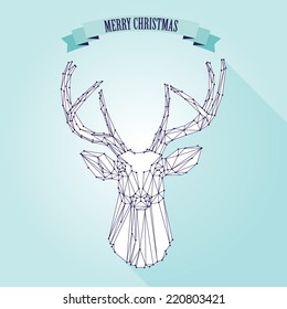 Christmas background and greeting card with deer