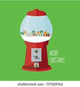 christmas background greeting card or postcard flat design. transparent snow globe, sphere or snow ball glass vector isolated. gift & presents isolated. merry christmas cartoon