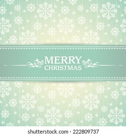 Christmas background. Greeting card with snow pattern and ornate frame