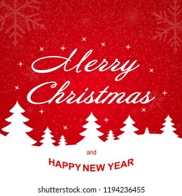 Christmas background. Christmas greeting card template with wishes Merry Christmas and Happy New Year. Vector illustration.