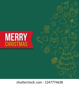 Christmas background and greeting card. Vector illustration. Hand drawn. 
