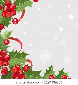 Christmas background, greeting template, Christmas ornament, holiday frame, vector illustration.