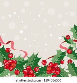 Christmas background, greeting template, Christmas ornament, holiday frame, vector illustration.