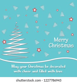 Christmas background with greeting text, star, Merry Christmas and Happy New Year card. Creative typography for Holiday Greeting Gift Poster. Calligraphy Font style Banner.