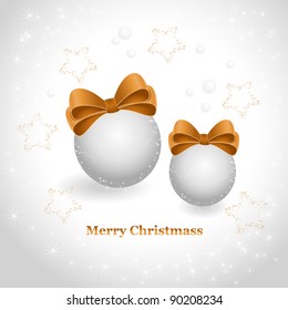 Christmas background with grey ball and bow. Vector illustration