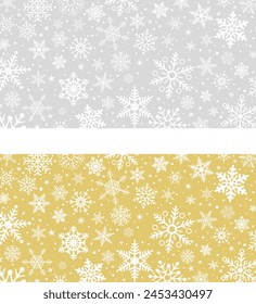 christmas background (grey - gold) with snowflakes
