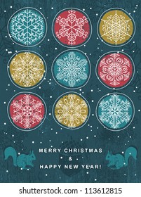 christmas background with hand draw snowflakes, vector illustration