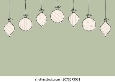 Christmas background with hand drawn baubles. Vector