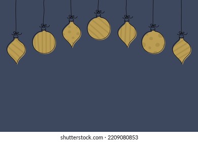 Christmas background with hand drawn baubles. Vector