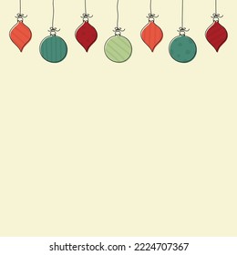 Christmas background with hand drawn baubles. Vector