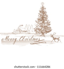 christmas background - hand drawn card