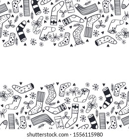 Christmas background, hand drawn elements. Ideal for web site, web page, flyer, poster or advert. Monochrome
