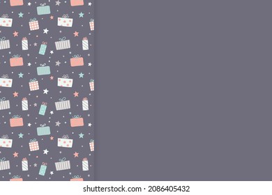 Fondo de Navidad con cajas de regalo dibujadas a mano y espacio de copia. Vector
