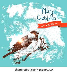 Christmas background with hand drawn illustration