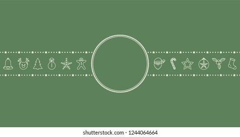 Christmas background with hand drawn ornaments and copyspace. Vector.