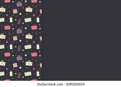 Christmas background with hand drawn present boxes. Vector