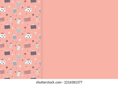 Christmas background with hand drawn present boxes. Vector