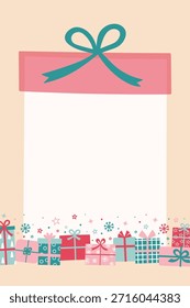 Fundo de Natal com presentes desenhados à mão. Ilustração vetorial
