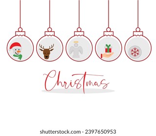 
christmas background with hanging ball decoration and copyspace