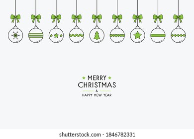Christmas background with hanging balls and wishes. Xmas ornament. Vector