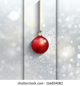Weihnachtshintergrund mit Hängebaum auf Schneeflocken-Design