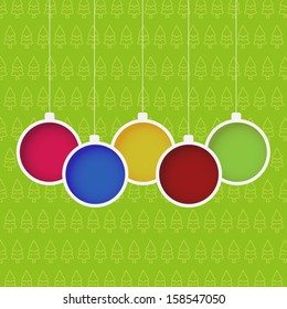 Christmas background with hanging baubles