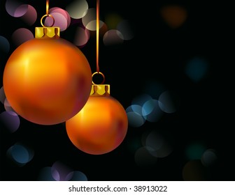 Christmas background with hanging baubles