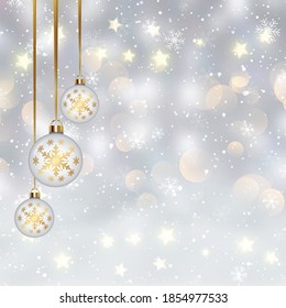 Fondo navideño con baudibles colgados en un diseño de luces de boquilla