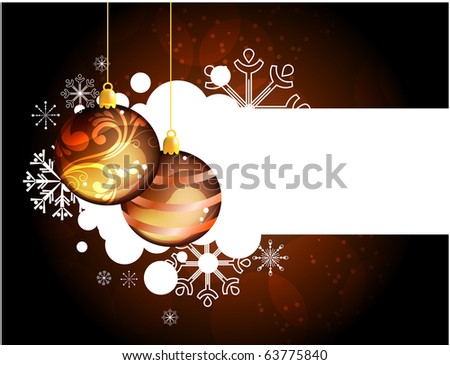 Christmas background with hanging gold balls