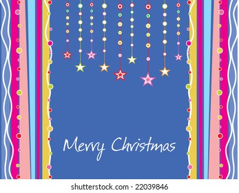 christmas background with hanging stars and snowflake, illustration