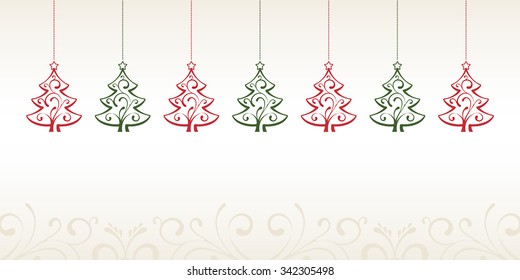 Christmas Background with hanging Trees