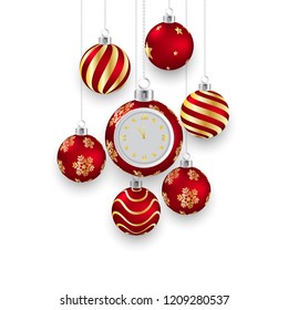 Christmas background and happy new year Decorated with red Christmas ball. Vector illustrations