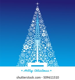 Christmas Background, Happy New Year greeting card, New Year Background,japanese landmark with Christmas tree