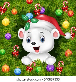 Christmas background with happy polar bear