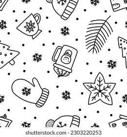 Weihnachtshintergrund mit Hut, mitten und Haus. 