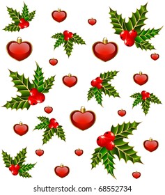 Christmas background with hearts and fir