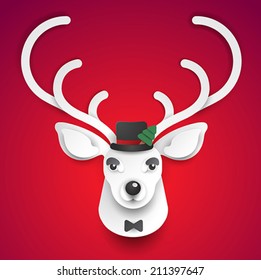 christmas background with a hipster deer - vector illustration