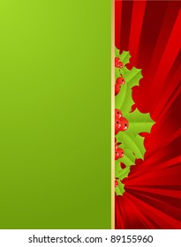 Christmas background with holly berries. Vector illustration.