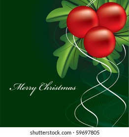 Christmas Background with Holly Berry.