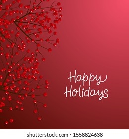 Christmas Background with Holly Berry Branches