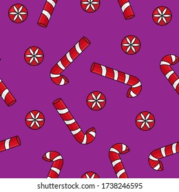 Fondo de Navidad con caña de caramelo y caramelo